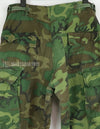 Original U.S. Army USMC 1969 ERDL Jungle Fatigue Pants, green leaf, used. Stained