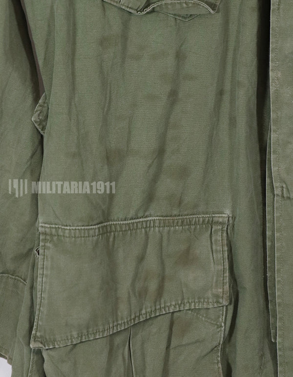 Real 2nd Model Jungle Fatigue Jacket, stained and scratched, missing buttons.