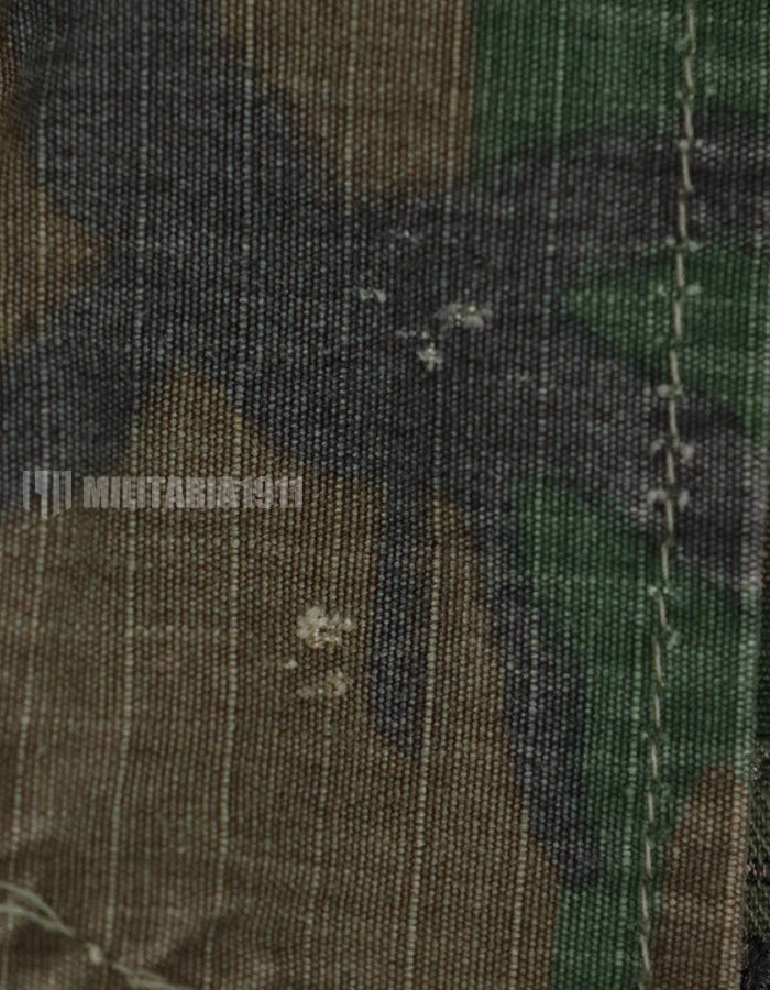 Real 1969 U.S. Army ERDL ripstop fabric camouflage jacket with patches